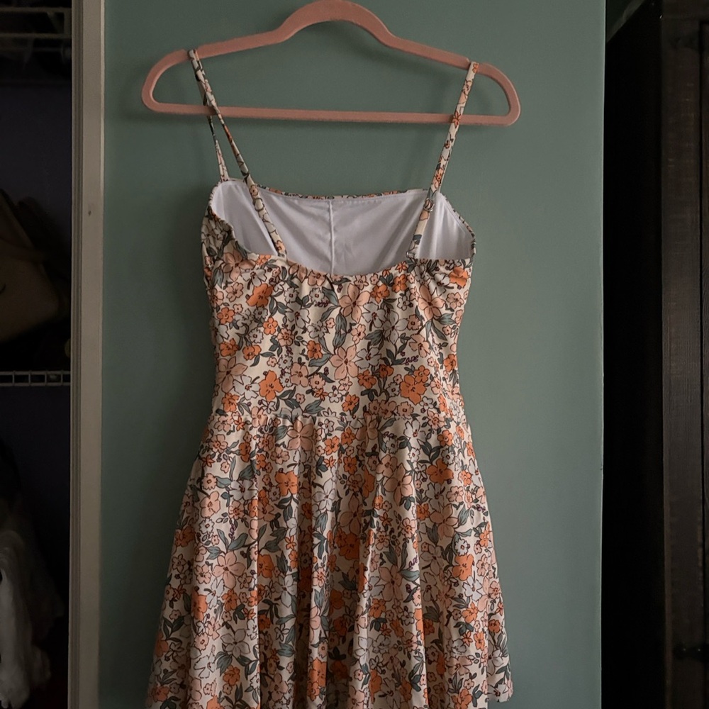Floral Orange and Cream One-Piece Swimsuit Dress